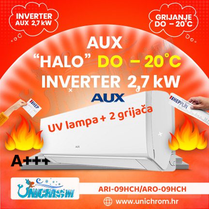 AUX HALO klima uređaj 2.7 kW – ARI-09HCH/ARO-09HCH – 2 grijača