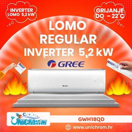 GREE Lomo Regular 5,2kW GWH18QD/GWH18AFD – optimiziran za grijanje