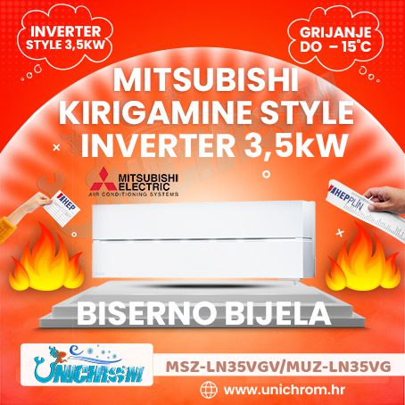 Mitsubishi Electric Kirigamine Style Inverter MSZ-LN25VGV/MUZ-LN25VG Biserno Bijela 2