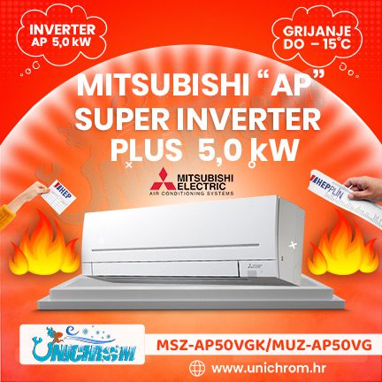 MITSUBISHI ELECTRIC klima uređaj Super Inverter Plus 5,0kW MSZ-AP50VGK/MUZ-AP50VG