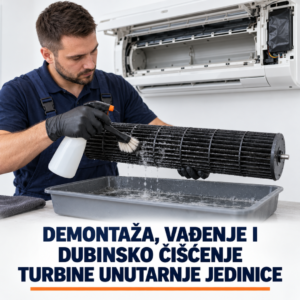 Demontaža i dubinsko čišćenje turbine unutarnje jedinice klima-uređaja