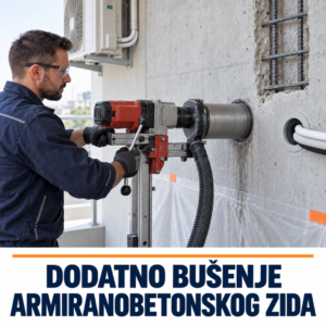 Bušenje armiranobetonskog zida za prolaz instalacije klima-uređaja